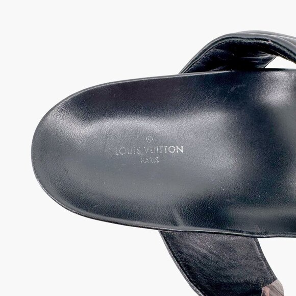 Louis Vuitton New Wave Bom Dia Slide Sandal Size 38 US 8 Black Rainbow Logo Mule - Picture 15 of 15